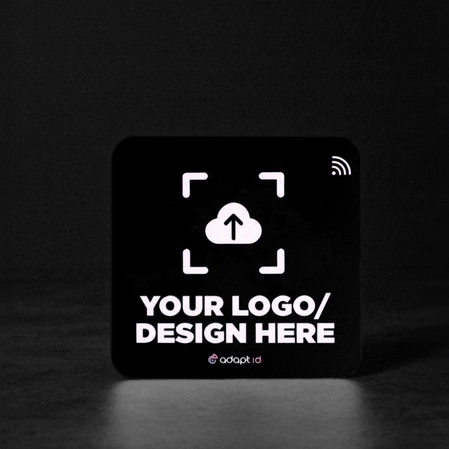 Custom Printed 100mm Square NFC Sign in Black