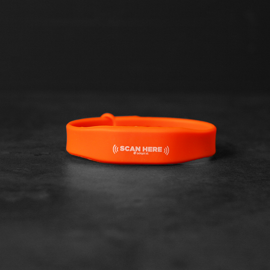 Contactless Silicone Orange Wristband With 'Scan Here' Wording