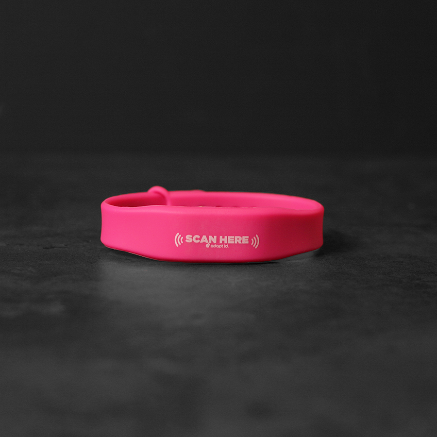 Contactless Silicone Pink Wristband With 'Scan Here' Wording