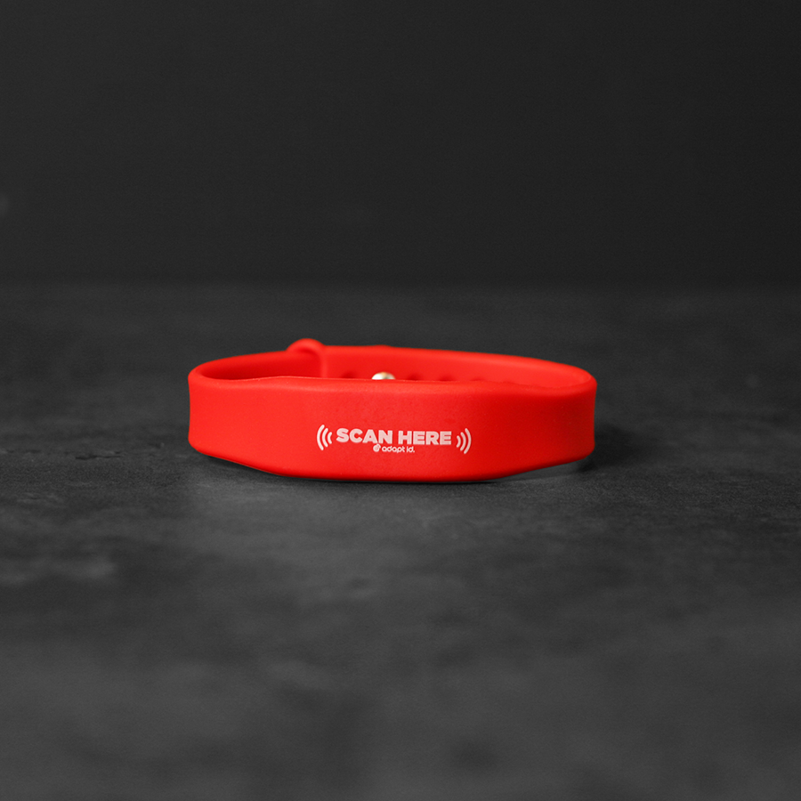 Contactless Silicone Red Wristband With 'Scan Here' Wording