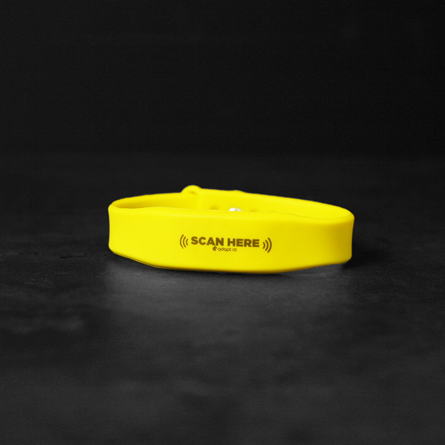 NFC Silicone Yellow Wristband With 'Scan Here' Wording